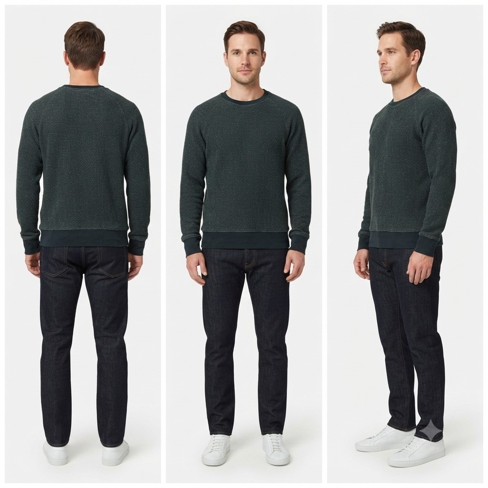 J.Crew Vintage Fleece Sweatshirt Mens XL Green Crew Neck Raglan Sleeve Pullover